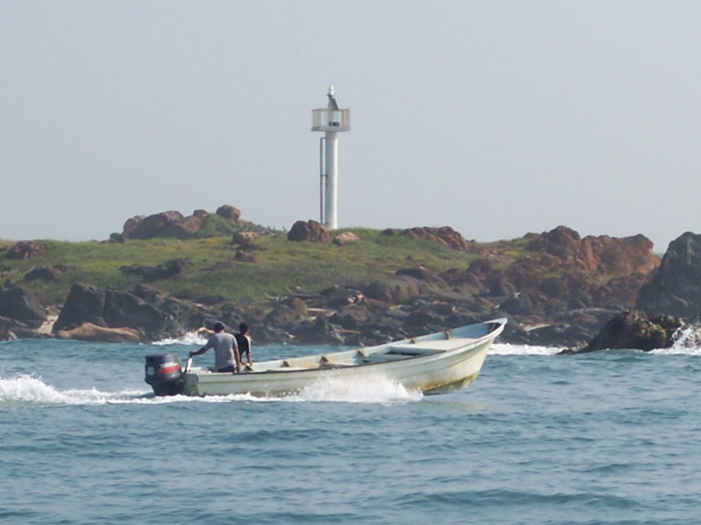 Heading out to check their catch